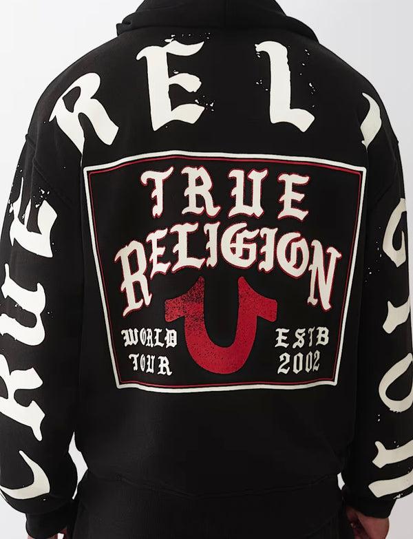 TRUE RELIGION SCRIPT LOGO ZIP HOODIE (BLACK)
