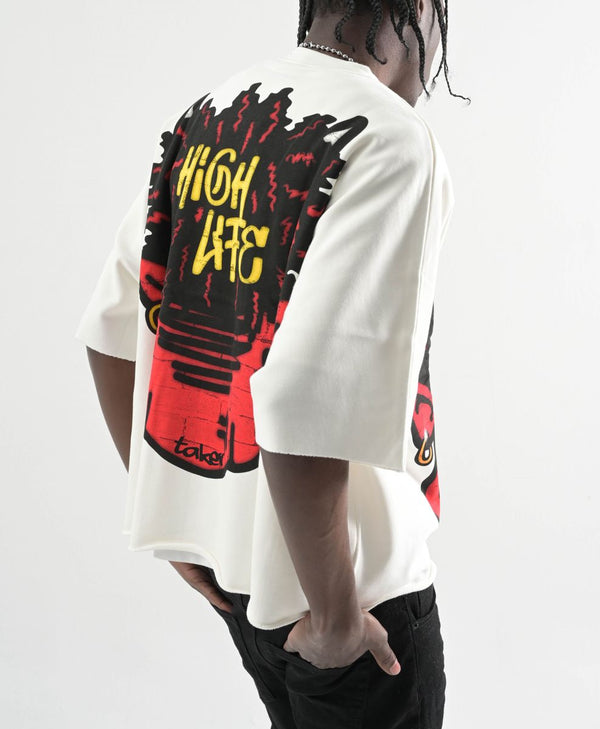 TS572, OVERSIZED TWO PANEL CROPPED T-SHIRT (WHITE)