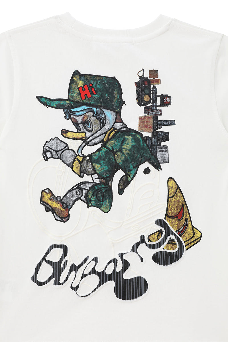 Kids Black Label "REBEL DUCK" Crew Neck T-Shirt (White)