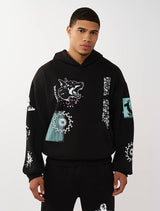TRUE RELIGION GRAPHIC LOGO BOXY HOODIE (JET BLACK)