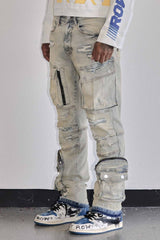 UTILITY CARGO SHARP DENIM PANTS