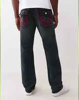 RICKY BIG T EMBROIDERED HORSESHOE STRAIGHT JEAN (BLUBLACK WASH)