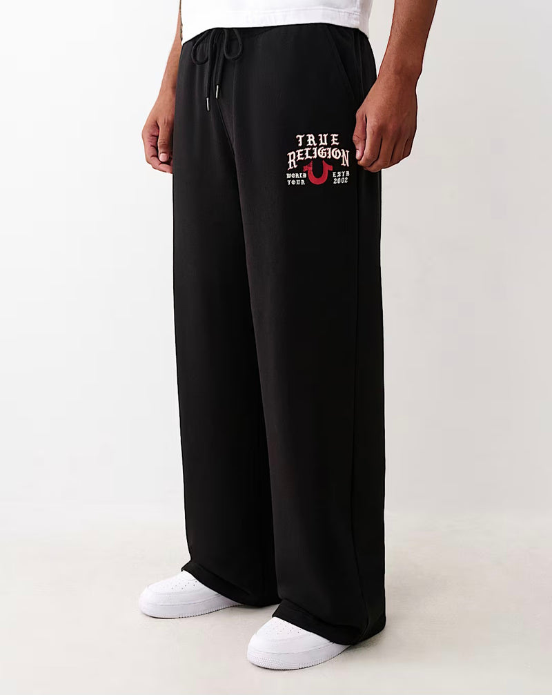 TRUE RELIGION LOGO FLAG BAGGY SWEATPANT (BLACK)