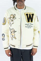 ANGELS MELTON VARSITY JKT (CREAM)
