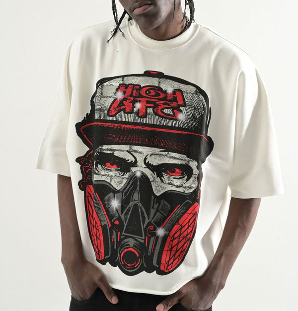 TS551, OVERSIZED TWO PANEL CROPPED T-SHIRT (WHITE)