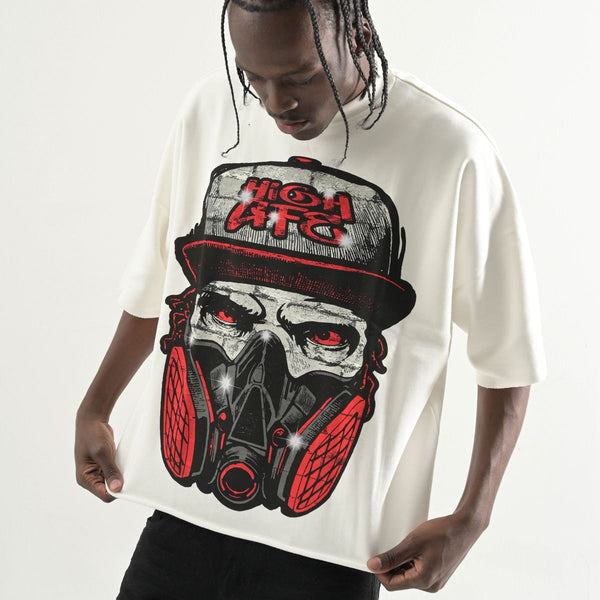 TS551, OVERSIZED TWO PANEL CROPPED T-SHIRT (WHITE)