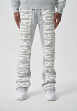 S5301, "NO RISK NO REWARD" FLEECE FLARE PANTS (S5301) H.GRAY/WHITE