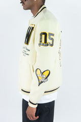 ANGELS MELTON VARSITY JKT (CREAM)