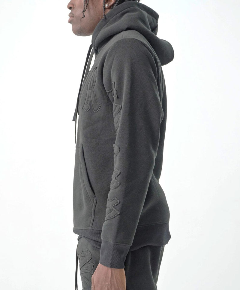 S5201, "NO RISK NO REWARD" PULLOVER HOODIE (S5201) BLACK/BLACK