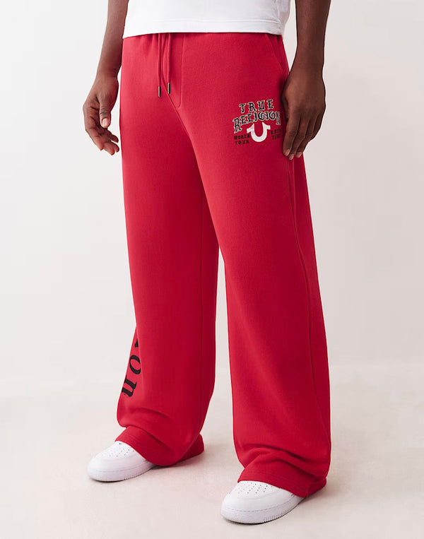 TRUE RELIGION LOGO FLAG BAGGY SWEATPANT (RED)