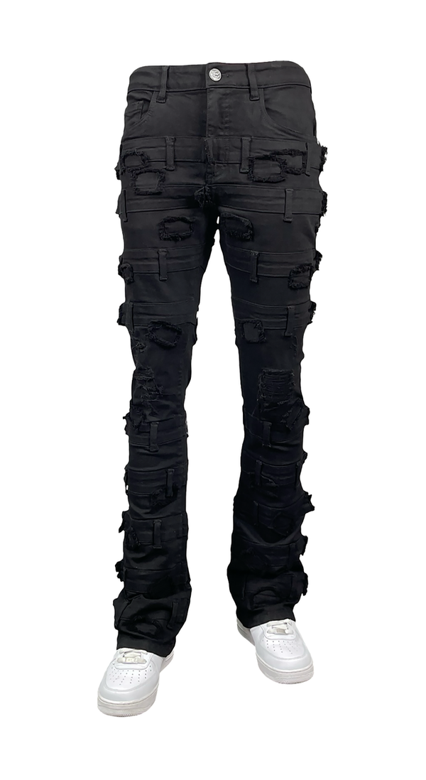 BELTED STACK PANTS BTP25892 (JET BLACK)