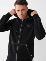TRUE RELIGION BIG T ZIP HOODIE BLK/WHITE