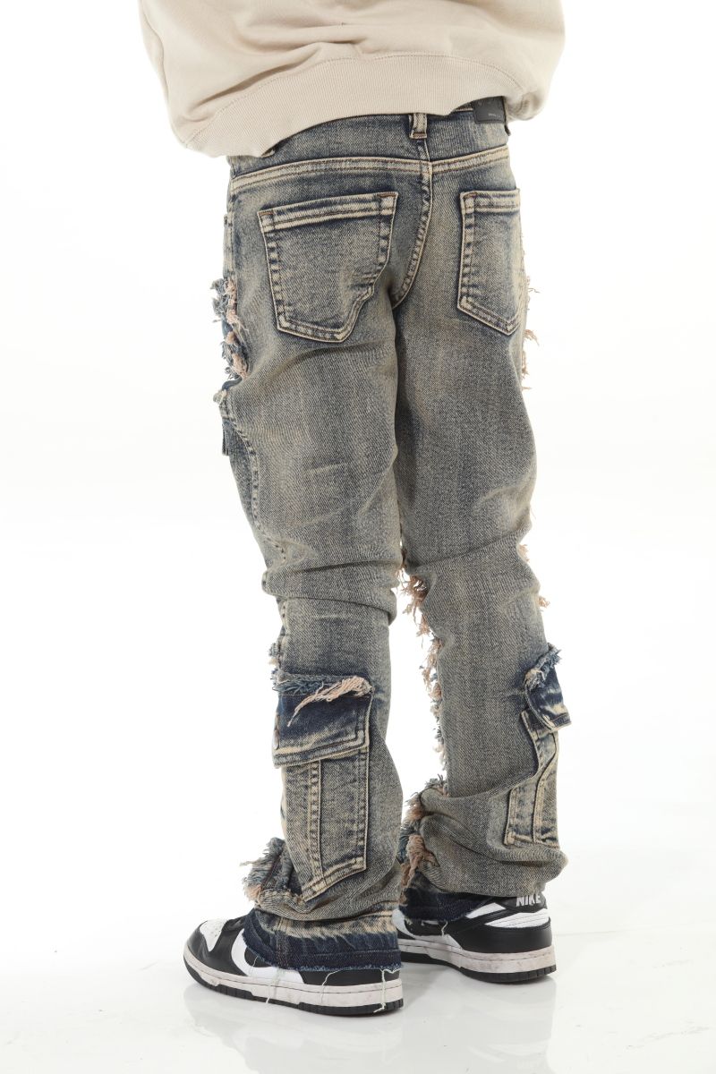 Frayed Cargo Stack Flare (JKT - Khaki Boys (8-20)