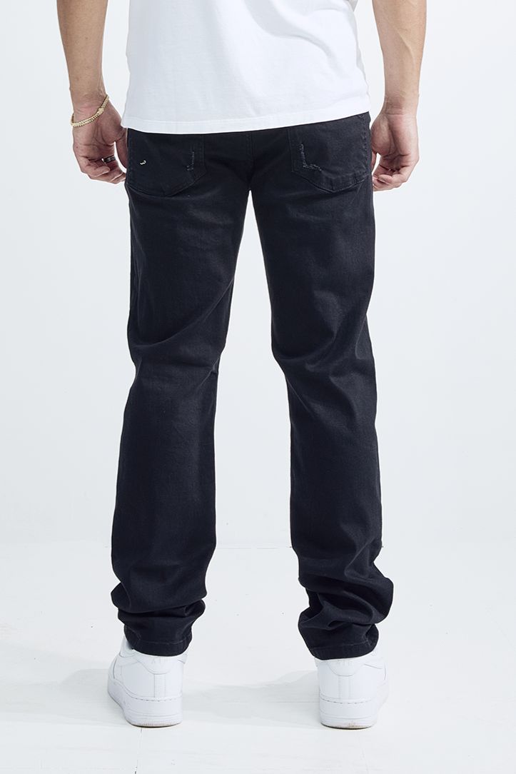 MEN'S FIT RIP AND REPAIR JEANS (MS-80412) JET BLACK