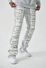 S5301, "NO RISK NO REWARD" FLEECE FLARE PANTS (S5301) H.GRAY/WHITE