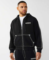 SUPER T BOXY ZIP UP (JET BLACK) 110154