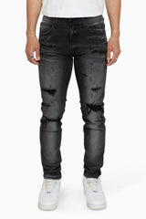 Vintage Washed Slim Jeans (Kuma Black) JP23733