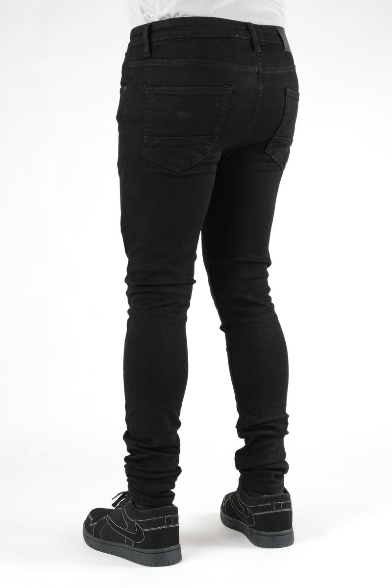 SUPER STRETCH DENIM - SLIM FIT - JET BLACK RIPS