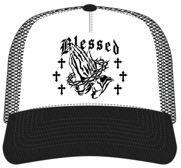 BLESSED TRUCKER (T5484B- WHITE/BLK)
