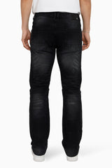 Heavy Whisker Effect Straight Jeans (Tetra Black) JP25508
