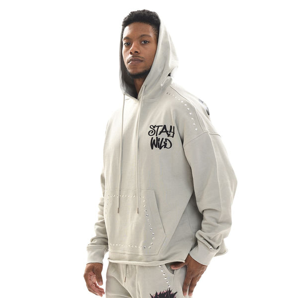 Stay Wild Cropped Hoodie GREY