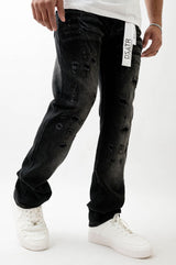 SUPER STRETCH DENIM - STRAIGHT FIT (BLACK WASHED)