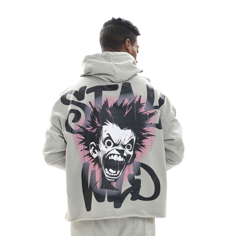 Stay Wild Cropped Hoodie GREY