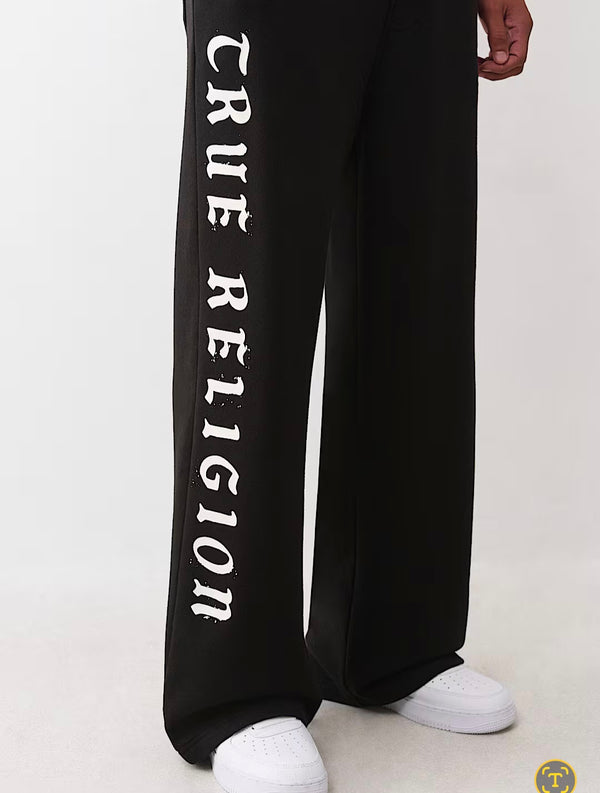 TRUE RELIGION LOGO FLAG BAGGY SWEATPANT (BLACK)