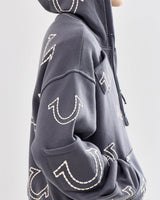 HS BIG T BOXY ZIP UP HOODIE (IRON GATE) 110200