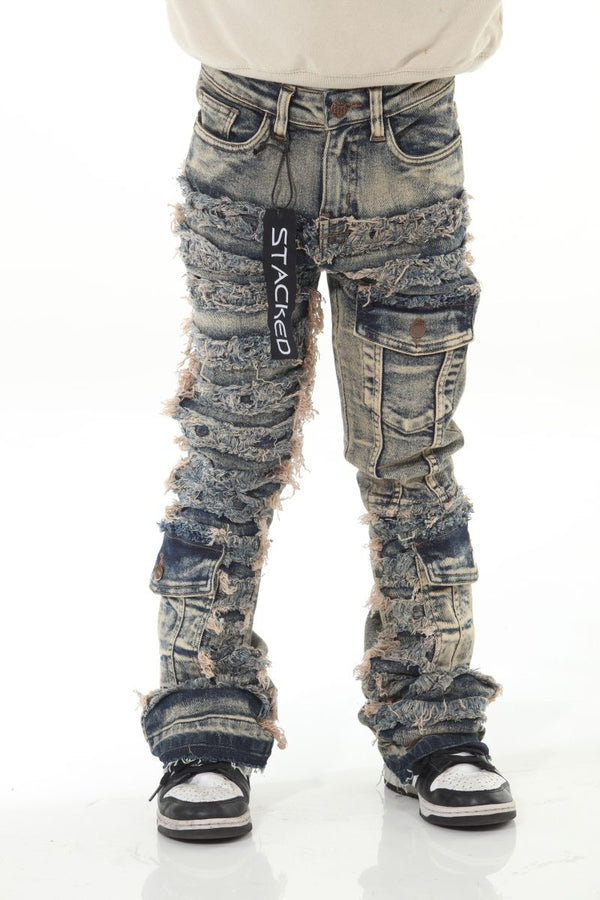 Frayed Cargo Stack Flare (JKT - Khaki Boys (8-20)