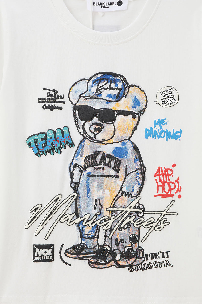 Kids Black Label "TEDDY" Crew Neck T-Shirt  (White)