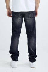 MEN'S SKINNY FIT RIP AND REPAIR JEANS (MS-80413) BLACK