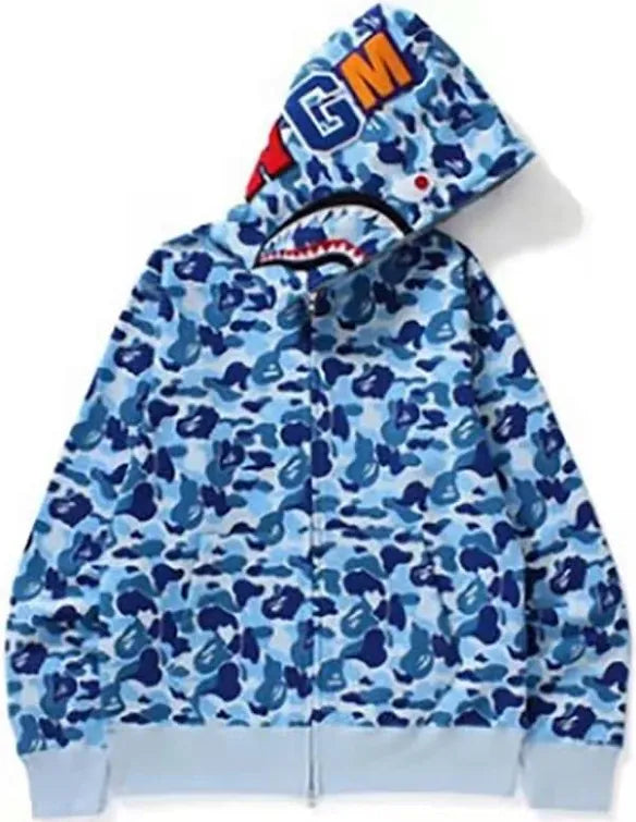 Bape Camo Shark Full Zip Hoodie - (BLUE)