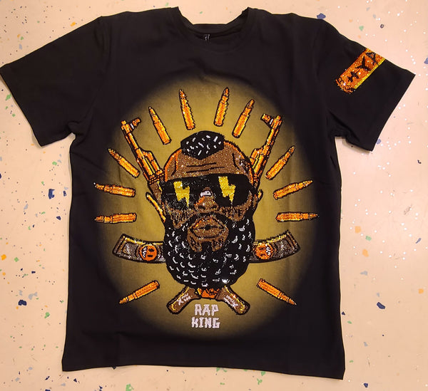 BULLET RAP KING Rhinestone T-SHIRT