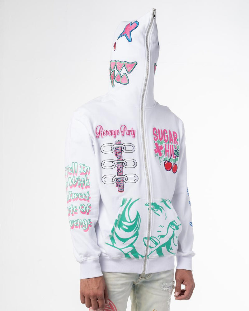 REVENGE FULL ZIP HOODIE (WHITE)