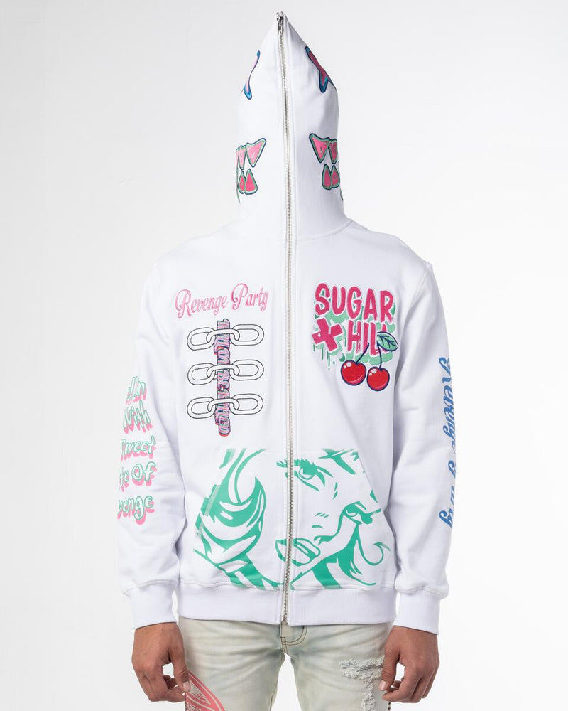 REVENGE FULL ZIP HOODIE (WHITE)